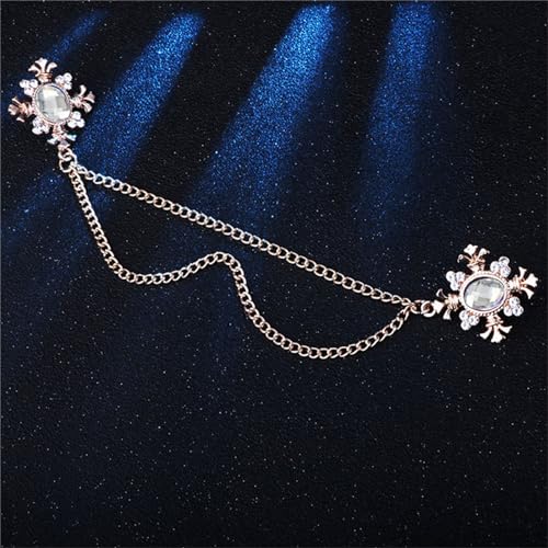 Image of 2PCS Long Chain Brooch Crystal Tassel Brooch Pin Gem Brooch Fashion Scarf Tie Pins for Women Men Wedding