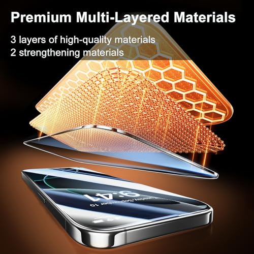 Image of 2 Pack for iPhone 15 Pro Max Screen Protector, [9H Hardness] Tempered-Glass Screen Protector with Auto-Alignment Kit, HD Clear, Scratch Resistant