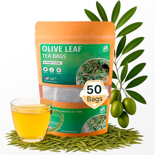 Olive Leaf Tea Bags – 50 Bags (Premium Dried Olive Leaf Tea - 50 Count), Natural Extract...