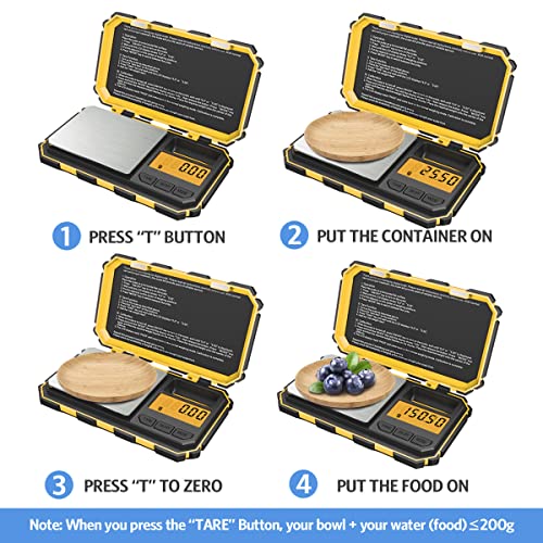 (Upgradaed) Amir Digital Mini Scale, 200G /0.01G Pocket Scale, 50G Calibration Weight, Electronic Smart Scale, 6 Units, Lcd Backlit Display, Tare, Auto Off, Stainless Steel (Battery Included) #TOP7