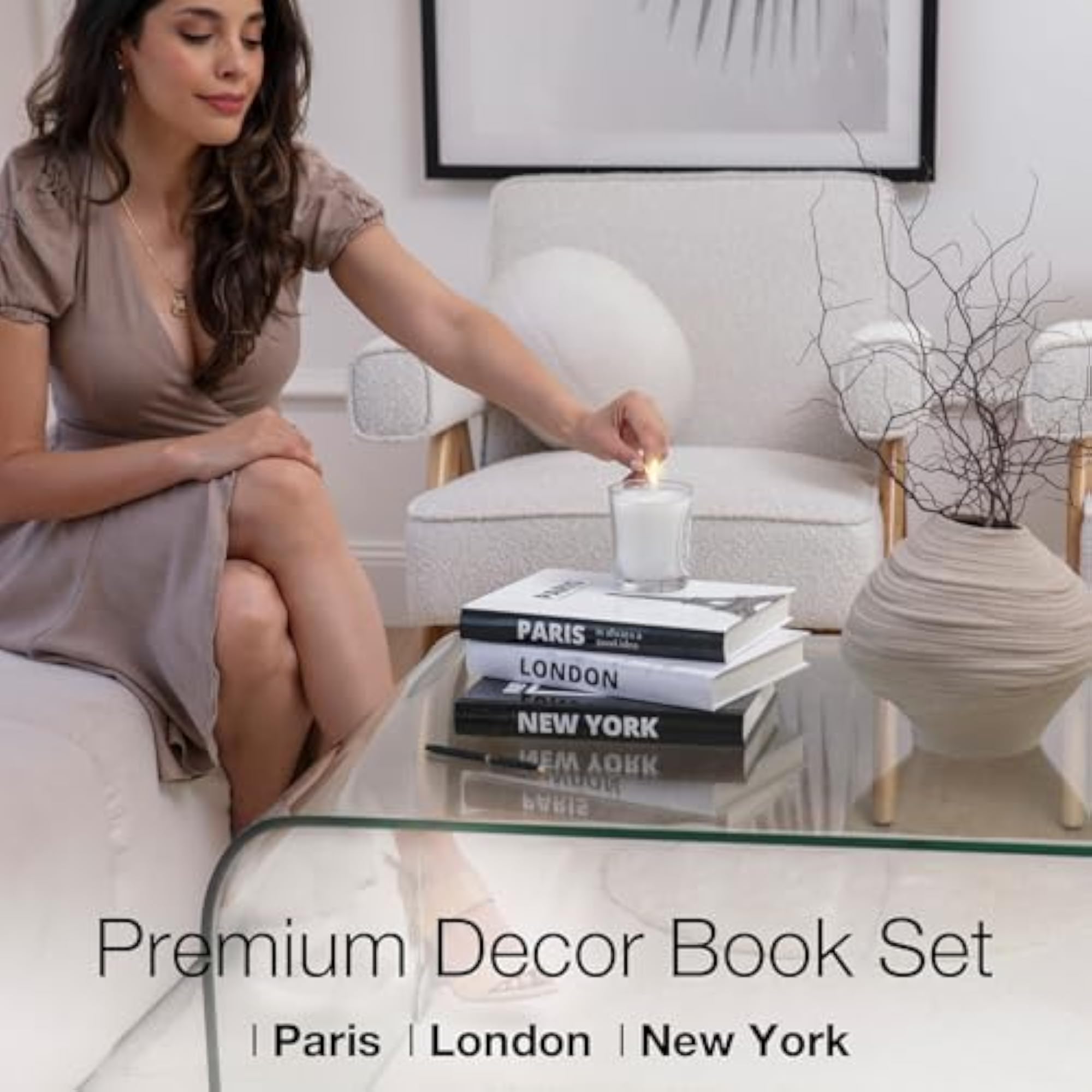Set of 3 Modern Decorative Books for Home Decor