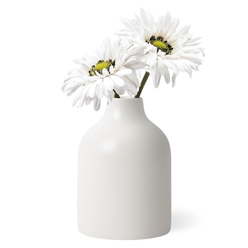 Torre & Tagus 5.5 Inch White Ceramic Vase for Flowers