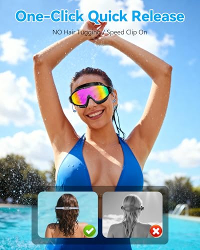Image of Aegend New Adult Wide View Swim Goggles, Anti-Fog /UV No Leak Swimming Goggles with Ear Plugs for Men & Women