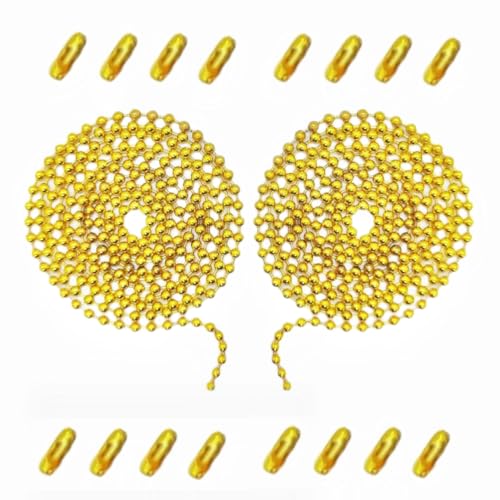 Image of IFNOW Ceiling Fan Pull Chain Metal Fan Pull Chain Extension, Ceiling Fan Chain Connector, Diameter 3.2mm 13 Feet Long with 16 PCS Connector (6.5 Feet Gold*2)
