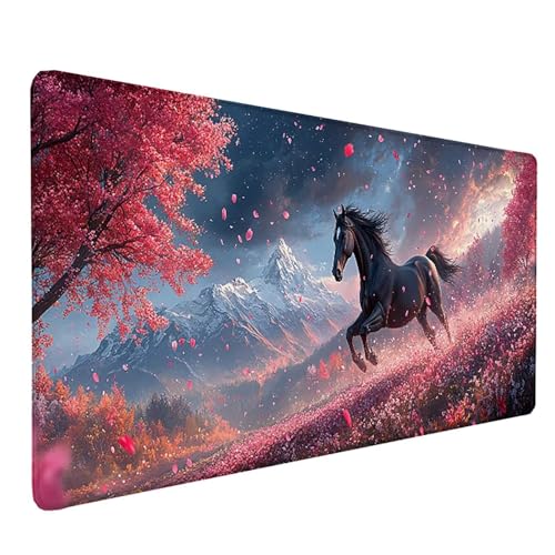 Tapis de souris XXL grand format rose antidérapant pour gamer et bureau