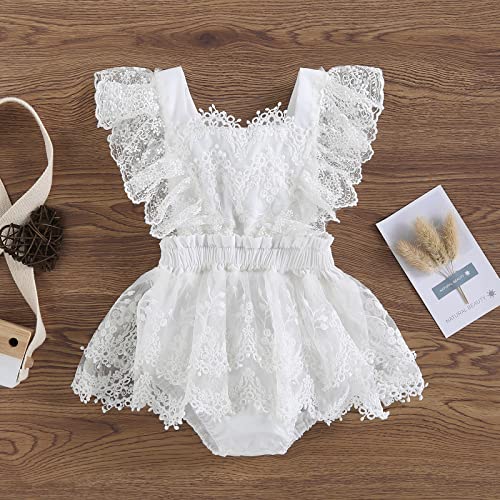 Newborn Infant Baby Girl Clothes Lace Ruffle Tutu Romper Dress Bodysuit Jumpsuit Summer Outfits Set (G- White, 0-6 Months) #TOP2