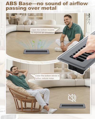 Image of 2x12 Floor Register,Gray Vent Covers for Home Floor with Adjustable, 4 Pack