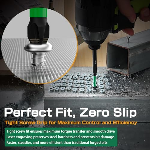 Image of PH3 Anti-Slip Phillips Bits 4 Inch, 10 Pack - Long Magnetic S2 Tool Steel Impact Driver Bits #3 with CNC Machined Tip, Laser Grip for Power Drill and Heavy-Duty Construction
