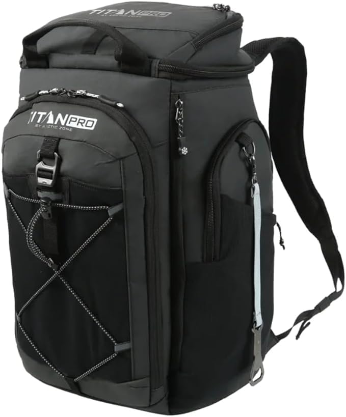 Titan anium PRO 26-Can Backpack Cooler with Ice Walls - Charcoal Jet Black