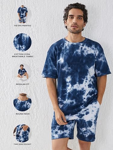 Image of Zombom Men's Co Ord Set || Cotton Lycra Printed Night Dress for Men || Sleepwear Pajama Set for Men || Casual Home Wear Set || Shorts Pajamas Set || Night Suit for Adults