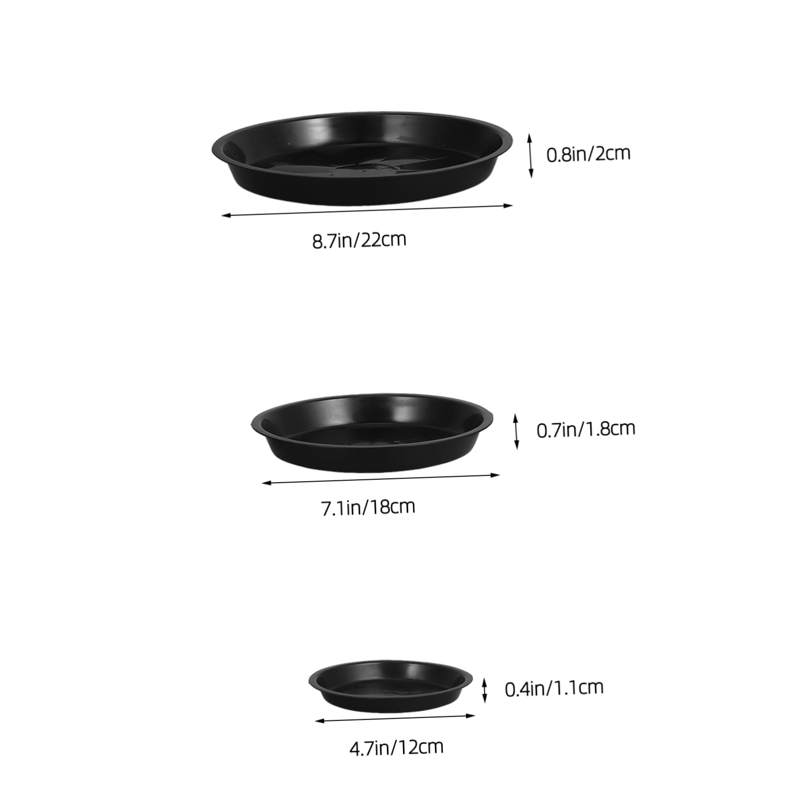 BESTonZON 12pcs Black Plant Saucers Trays for Flower Pots Durable Material Plant Drainage for Use Setting