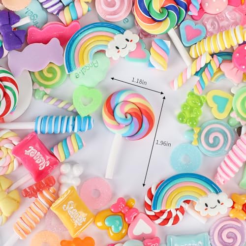 Holicolor 120pcs Slime Charms Resin Fake Candy Charms Kawaii Cute Set Mixed Assorted Sweets Flatback Slime Beads Making Supplies for DIY Craft Making and Ornament Scrapbooking2