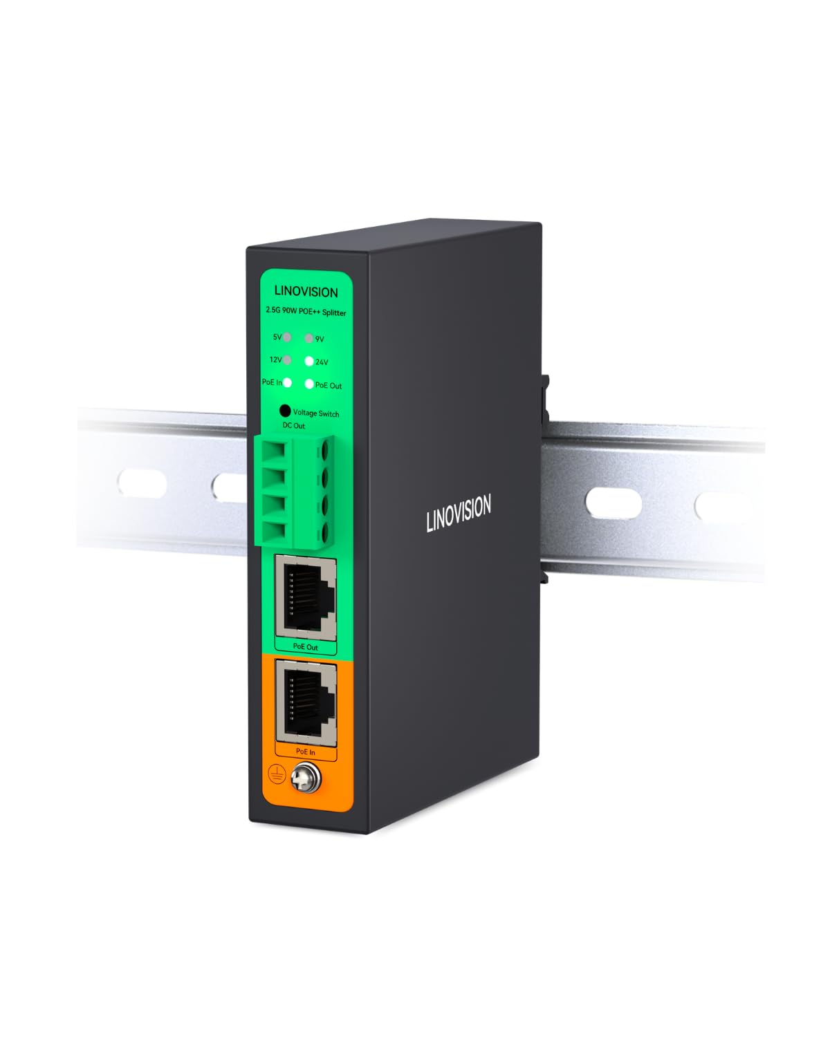 LINOVISION Injecteur PoE++ 10G BT90W et Séparateur PoE++ Gigabit Industriel | Injecteur PoE++ 10G BT90W avec Affichage de la Puissance PoE en Temps Réel