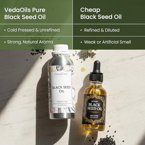 Image of VedaOils Black Seed Oil for Hair Growth & Skin Care 100ml | 100% Pure & Natural Cold-Pressed Oil | Strengthens Roots, Controls Hair Fall & Nourishes Scalp | Suitable for All Hair & Skin Types