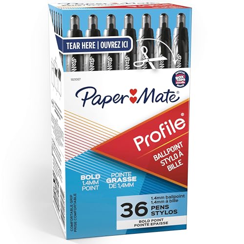Paper Mate Profile Retractable Ballpoint Pens Bold Point (1.4mm) Black 36 Count