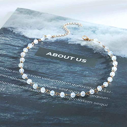 Olbye Tiny Rainbow Moonstone Necklace Choker Minimalist Gold Necklace for Women and Girls CZ Necklace Everyday Jewelry - Image 5