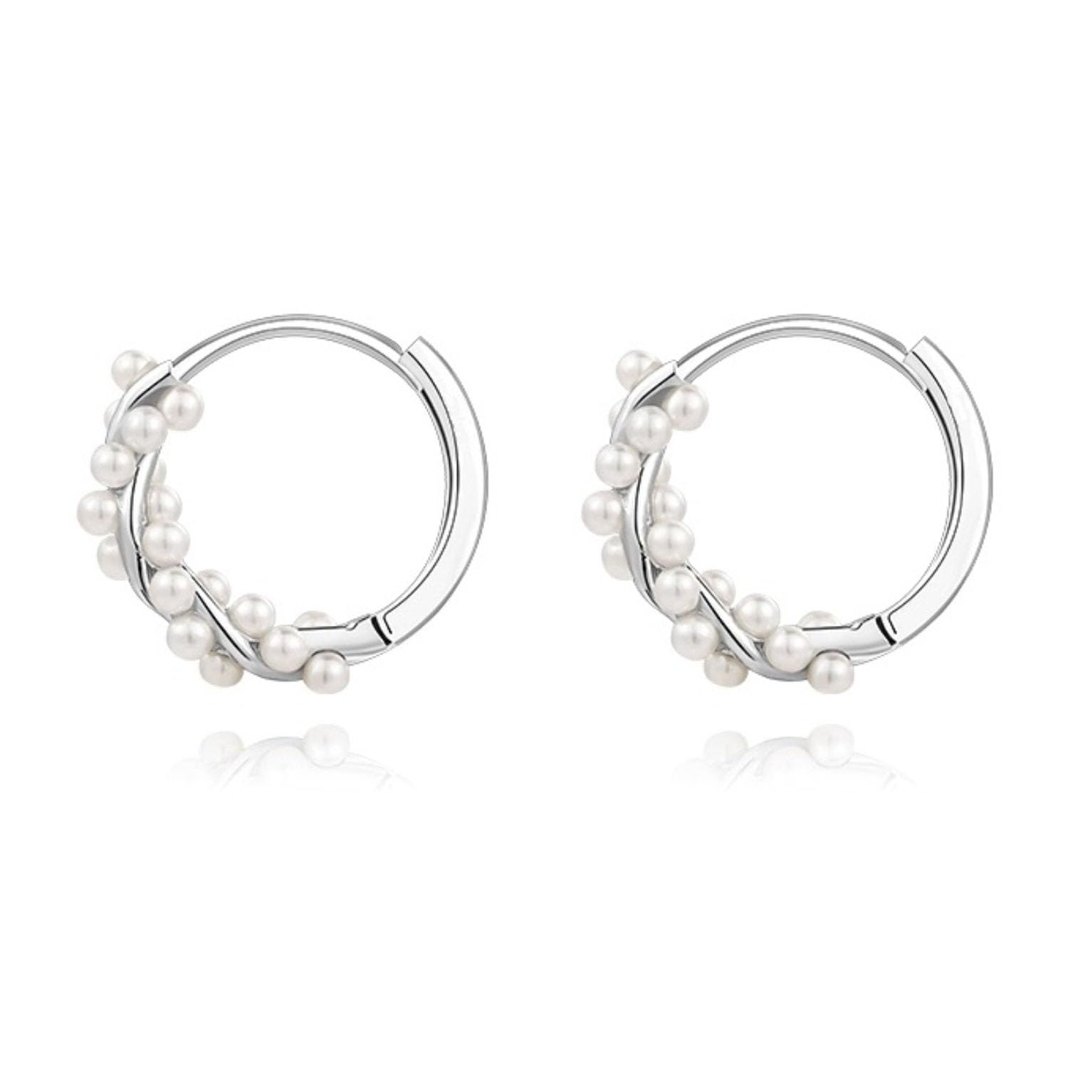 Pearl Chunky Gold Hoop Earrings For Women Trendy Sterling Silver Twisted Hoop Earring