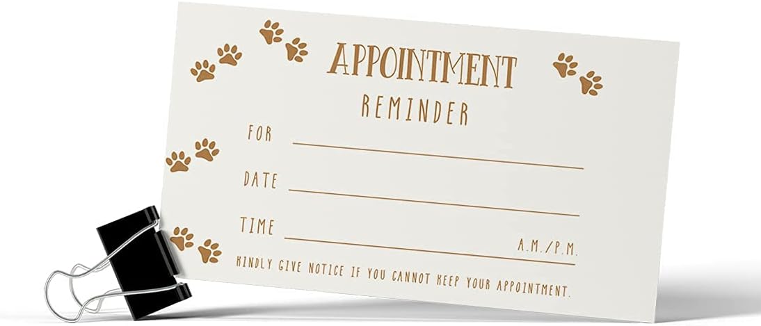 Andaz Press Paw Prints Appointment Business Cards for Dog Grooming, Dog Spa, Client Reminder, Vet Office, Dog Walking, Dog Boarding, Pet Sitting, Pet Care, Dog Training, Bulk 100 Cards, 2 x 3.5-Inch image 3