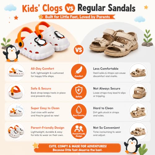 Image of GLJ Little AngelToddler Clogs Slippers, 12 Months to 3 Years, Baby Boy, Waterproof, Lightweight, Cute Cartoon Penguin Design