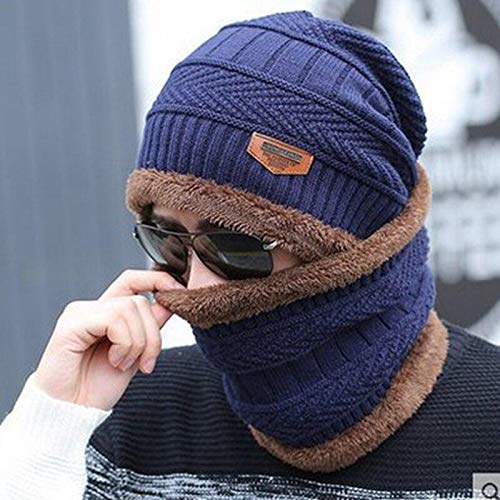 Fashion Sutra Unisex Wool Cap With Neck Scarf And Gloves (3 Pieces) (FST/Frout/Benie/Neckwrmr/Glv/NBLU/B_Navy Blue_Free Size) 1
