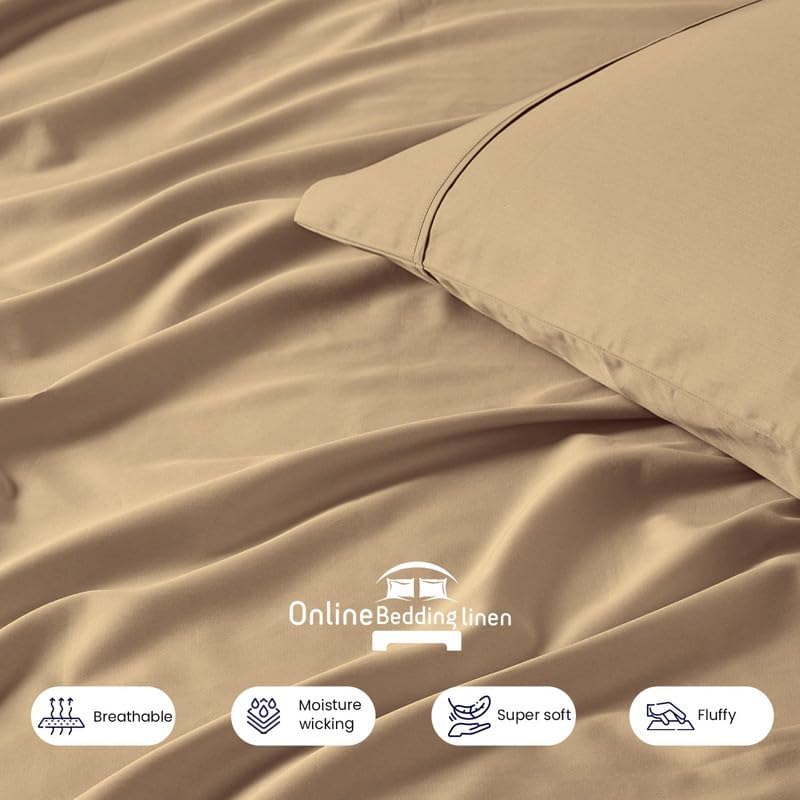 Miniatura 3 de Online Bedding Linen Flex Top Cama King de 800 hilos, algodón egipcio con bolsillo profundo de 18 pulgadas, sábanas King divididas para dormir con