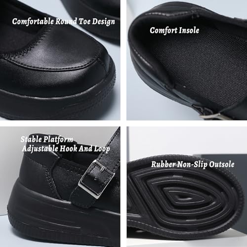 Women Round Toe Platform Mary Jane Walking Shoes Classic Adjustable Hook and Loop Comfort Wedge Dress Pumps Casual Non-Slip Nurse Work Shoes3