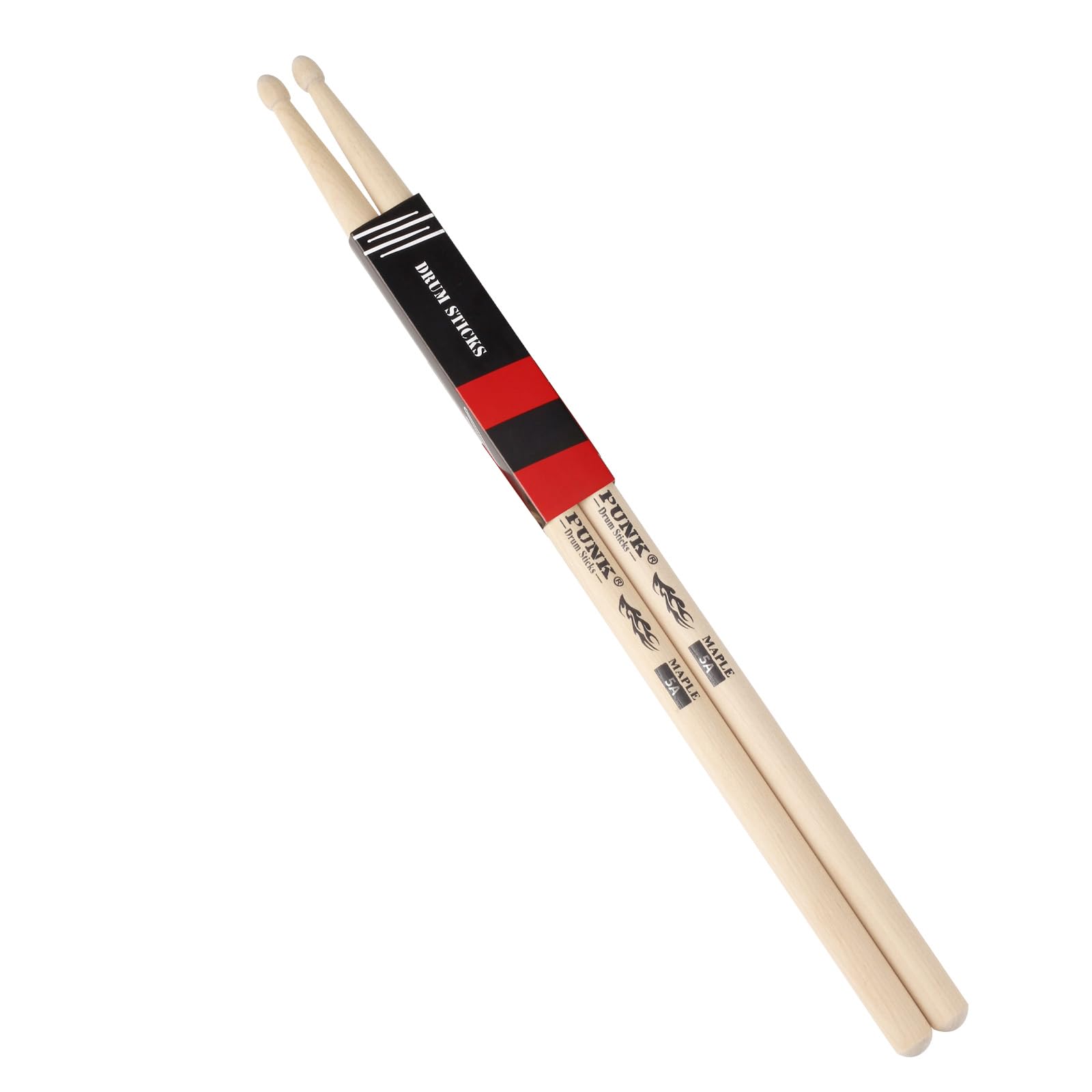 PUNK Drum Sticks - Premium Maple Wood, Ideal for Drummers of All Levels Used for Drums Percussion and Practice - 5A, 5B (5A-1 Pair)