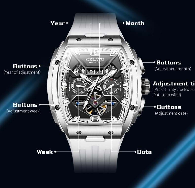 Image of OLEVS Luxury Watches for Men Black Mechanical Wrist Watch Self Winding Automatic Tourbillon Watches Skeleton Waterproof Mens Wrist Watch