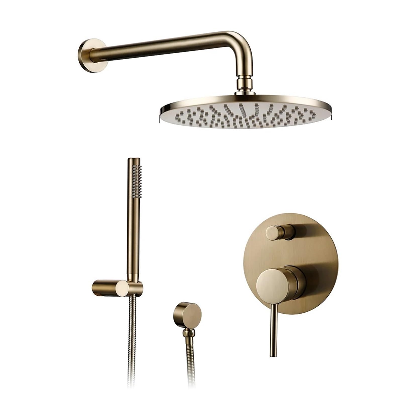Robinet de bain mitigeur mural avec tête de douche pluie en laiton 12 pouces