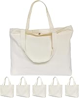 Vista 16 de Koolmox Bolsa de mano negra, 13.5 x 13.5 x 3.5 pulgadas, paquete de 6 bolsas de lona con fondo ancho y asas reforzadas, bolsa de lona de algodón