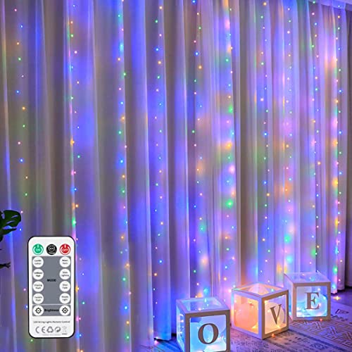 Svnooc Fairy Curtain Lights For Bedroom 300 Led Usb Plug In 8 Modes Window Wall String Lights With Remote For Weddings, Christmas, Party Backdrop Indoor Outdoor Decorations (Multicolor) #TOP3