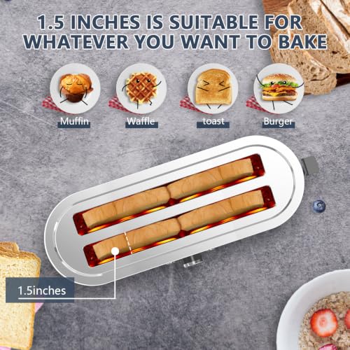 Image of Plum chef 4-Slice Toaster with Light Strip, Extra Long Slot Toaster, 7 Browning Settings, Defrost /Reheat Functions, Removable Crumb Tray, Stainless Steel Housing, Anti-Jam & Self-Centering