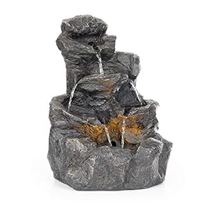blumfeldt Rocky Waters tuinfontein – LED-verlichting, 2,5W, voor binnen en buiten, materiaal: polyresin, UV- en…