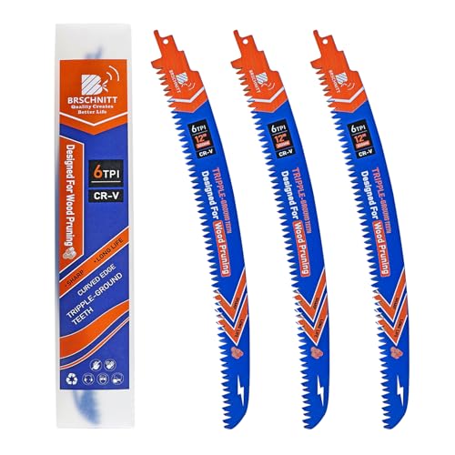 Image of Japanese Teeth Reciprocating Saw Blades 12 inch 3PCS - Curved Edge Wood Pruning Saw Blades 6TPI for Tree Trimming,Wood Cutting,Cr-V Sabre Saw Pruning Blade