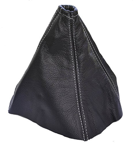 The Tuning-Shop for KIA Sorento 2002-2006 Shift Boot Black Genuine Leather Grey Stitching