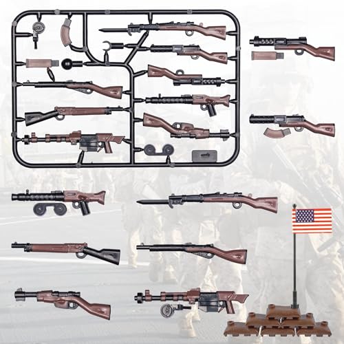 Image of 36 Pcs Military U.S Field Force Weapons Pack - Brown Accessories and Battle Building Blocks Compatible With Major Brand, 3 Years Old and Up