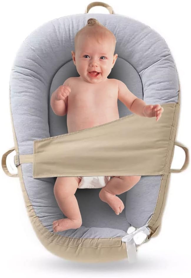 MARGOUN Baby Lounger, Baby Nest for Sleeping Newborn Crib Detachable Washable Portable Infant Bed with Handle for Bedroom Travel Gift (Beige)