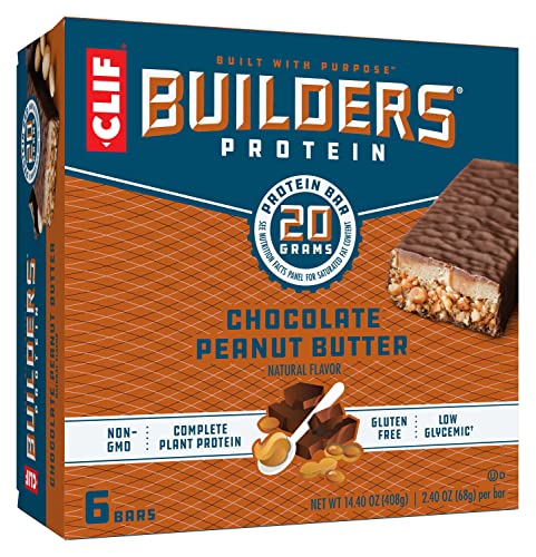 Clif Builders - Protein Bars - Chocolate Peanut Butter Flavor - 20G Protein - Gluten Free (2.4 Ounce, 6 Count) #TOP25
