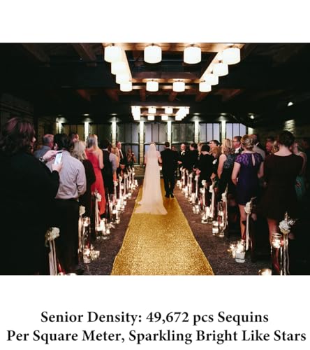 ShinyBeauty Gold Hochzeit Gang Läufer 2FTx15FT Pailletten Great Gatsby Party Dekorationen Flur Teppich Läufer Hochzeit Outdoor Strand Dekor (2FTx15FT, Gold)