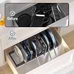 Pots and Pans Organizer under Cabinet, Expandable Pot Lid Organizer Holder with 10 Adjustable Compartment, Pan Organizers inside Cabinet for Lids, Bakeware, Kitchen Storage Pot Rack, Black - Image 5