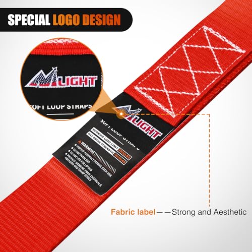 Image of Nilight Soft Loop 1.7 inchx17 inch Motorcycle Tie Down Straps Heavy Duty 12000Lbs Max Break Strength for Securing ATV UTV Kayak Moving Cargo (8PK-Red)