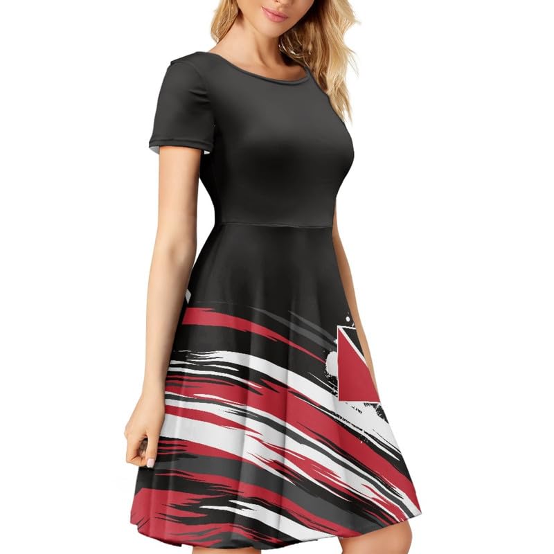 Image of Irisjudy T Shirt Dress for Women Short Sleeve Girls Short Sleeve Dress Plus Size, O Neck Knee Length Midi Dress for Ladies