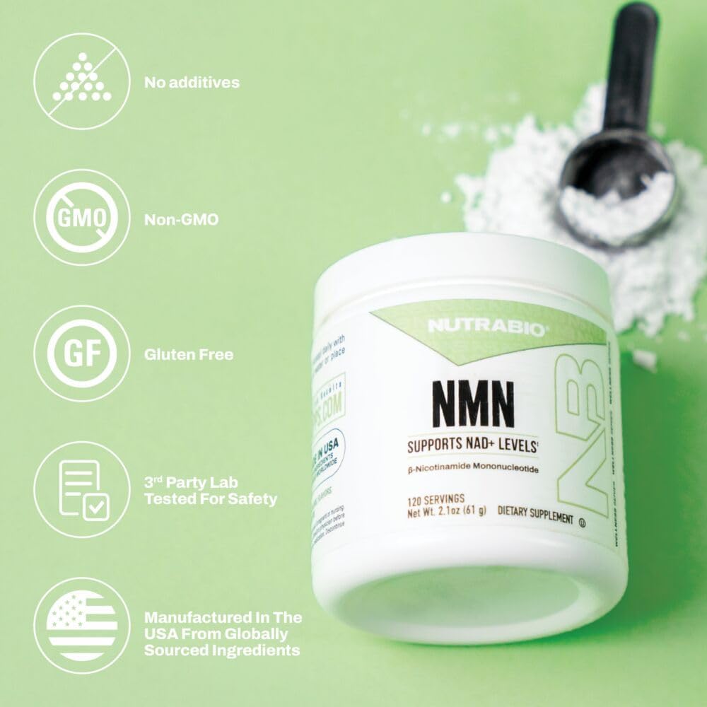 NutraBio NMN - NAD Supplement, Longevity Support, Boost NAD Levels, Increase Cellular Energy, Brain Health, Healthy Aging- 120 Servings - Image 9