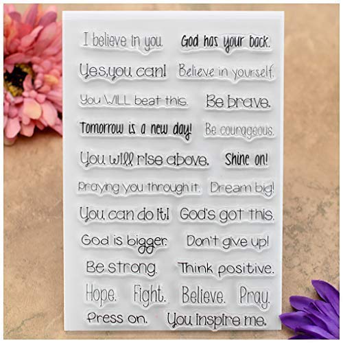 Kwan Crafts - Sellos Transparentes con Texto en inglés Words Letters Believe, para Hacer Tarjetas, decoración y álbumes de Recortes Cover