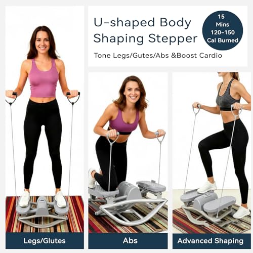 Image of Rock Stepper Side to Side - Lateral Stepper & Glute Trainer with Resistance Bands, Low Impact Side to Side Stepper for Home Exercise, Quiet Step Rocker Machine No Assembly 250LBS