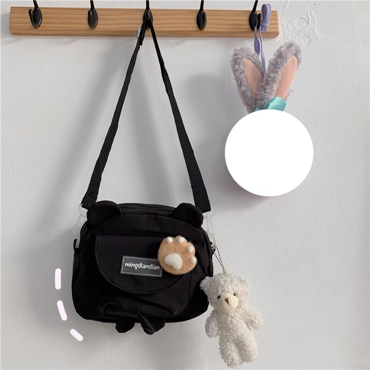 Kawaii Puppy Bag with Kawaii Stuff Kawaii Purse Cute Crossbody Bag Kawaii Accessories (black)3