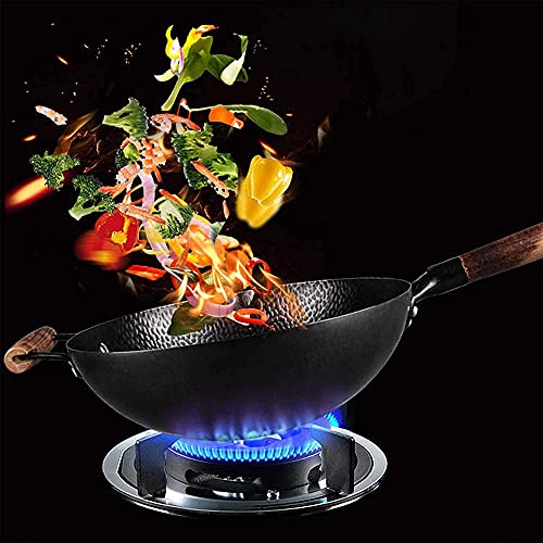 Wok de acero al carbono con tapa y mango de madera miniatura 2