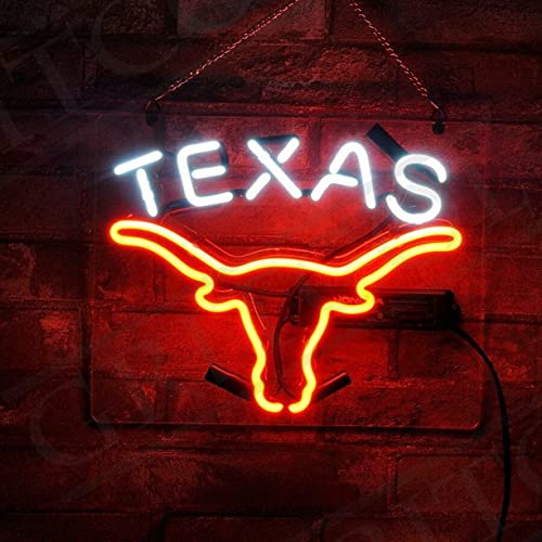 Queen Sense14" Longhorns Neon Sign Acrylic Beer Pub Bar Handmade Wall Decor Neon Light A114TLA