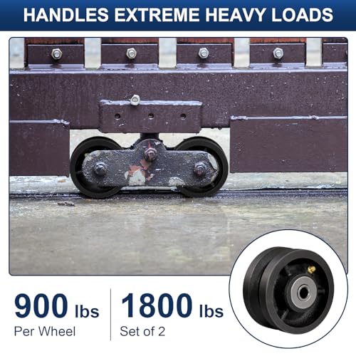 Image of 4 inch x 2 inch V-Groove Steel Wheel, 7 /8 inch Wide 90 Groove Fits 1 inch Angle Iron Track, Heavy Duty Industrial Track Wheel with Relief Groove, High Load Capacity(1 Pack)