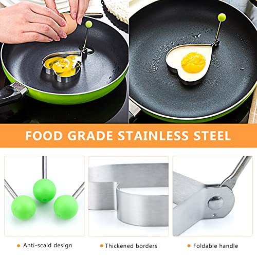 5 Pack Egg Rings, Leefone Stainless Steel Pancake Mold Set With Handle, Non-Stick Egg Maker Molds For Griddle Frying Cooking #TOP3
